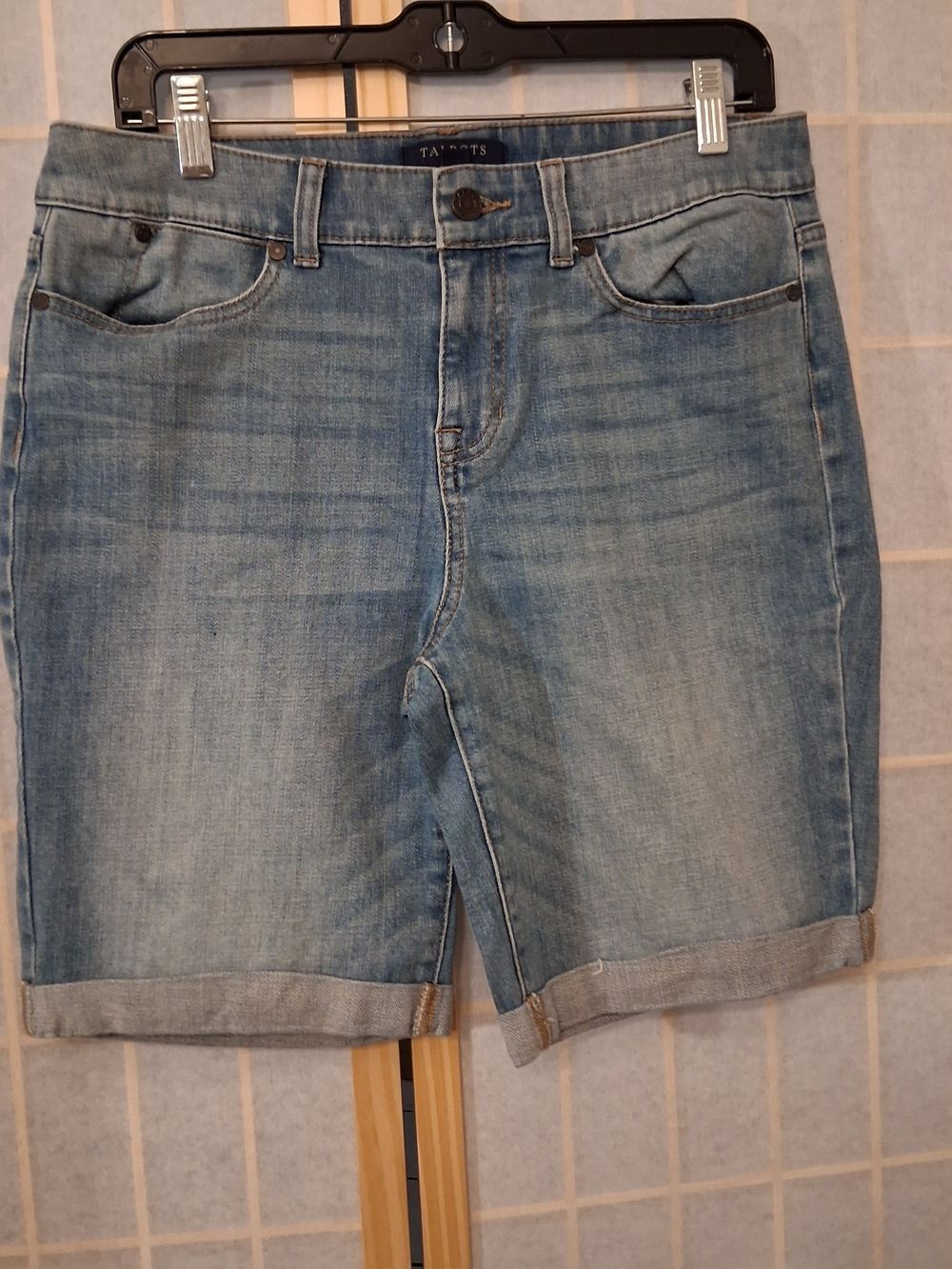 Talbots Light Wash Denim Bermuda Shorts — Cuffed Mid-Length